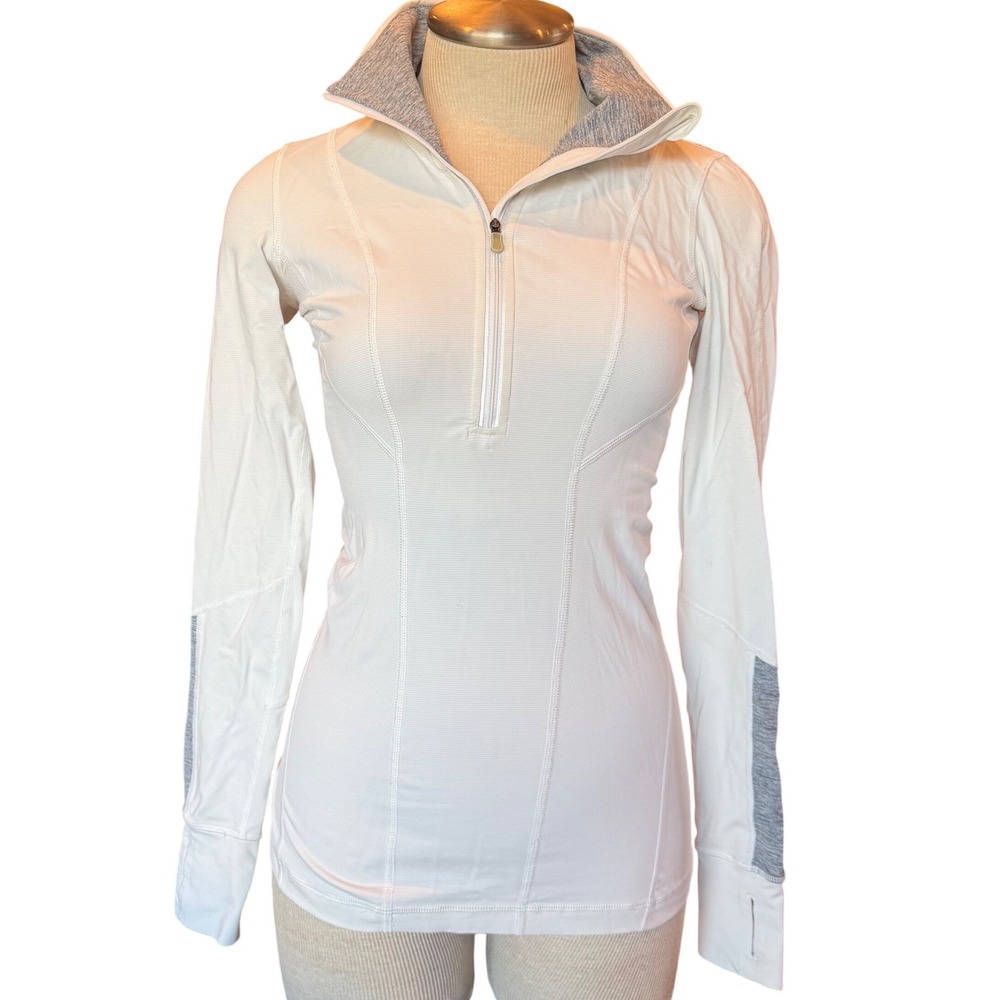 Lululemon White Gray Half Zip Pullover Athletic Top Size 6